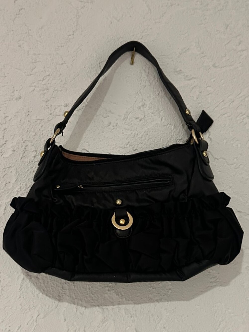 Ginza Yoshinoya FRESCA Mini Shoulder Bag – Black Nylon & Leather – Cute Organize